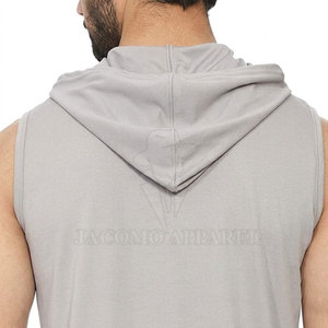 Hoodie sans manches pour homme, performance athlétique, tissu en coton mélangé, coupe confortable et poche avant - Product Image 6