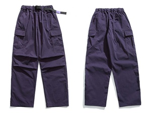 Usine de haute qualité en gros Logo personnalisé 100% Polyester extérieur décontracté taille élastique pantalon droit plusieurs poches pour hommes - Product Image 2