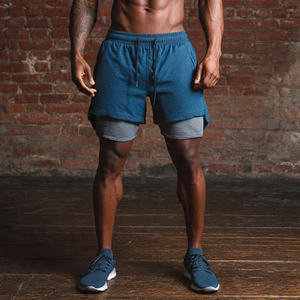 Shorts de sport double couche OEM pour femmes, shorts athlétiques 2 en 1 personnalisés avec cordon de serrage à la taille, shorts de course double couche pour hommes - Product Image 3