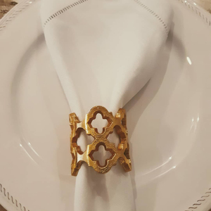 Luxury Modern Eco-Friendly Customizable Metal Openwork Solid Brass Napkin Ring Elegant <b>Circular</b> Cutout Design Wedding <b>Table</b> - Product Image 2