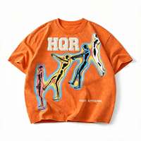 T-shirt en jersey tricoté pour homme à manches courtes, décontracté, en coton respirant, imprimé numérique, 320g, avec bordure contrastante, col en V, coupe classique, devant