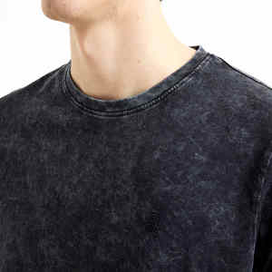 T-shirts personnalisés 100% coton délavés à l'acide pour hommes, style streetwear hip-hop vintage, séchage rapide, col rond - Product Image 3