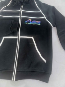 AERO Sweat à capuche unisexe personnalisé noir réfléchissant respirant en polaire avec cordon de serrage, survêtement sportif, vêtement d'hiver avec poche avant discrète - Product Image 4
