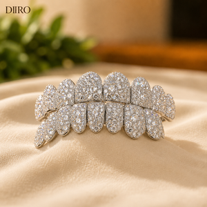 Grillz Moissanite Glamour Plaqué Or 18K avec Micro-Incrustation de Diamants Ronds Brillants pour Dents - Product Image 5