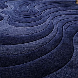 Alfombra abstracta azul marino de forma irregular, alfombra moderna hecha a mano con mechones, alfombra de lana suave para sala de estar, dormitorio, decoración de lujo para el hogar. - Product Image 4