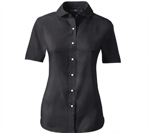 Uniformes scolaires personnalisés pour filles de maternelle et primaire : Blouse blanche moderne à col Peter Pan, manches courtes, design élégant pour - Product Image 2