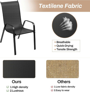 Modern Comfortable Lightweight <b>Stackable</b> Outdoor Dining <b>Chair</b> Steel Frame Breathable Mesh Eco-Friendly Apartment Patio <b>Garden</b> - Product Image 5