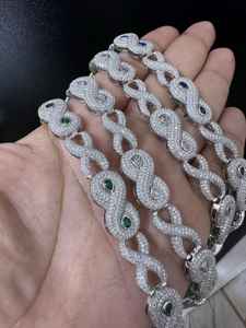 Dvars Diamond Iced VVS <b>Moissanite</b> Brilliant Cut Claw Setting Infinity Link Miami Cuban Hip Hop Gold Plated 925 Silver Women's - Product Image 3