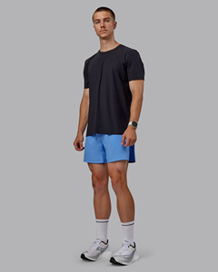 Pantalones Cortos Deportivos para Hombre, Color Azul, Secado Rápido, Estilo Deportivo, Franja Lateral, Cintura con Cordón, Longitud Media, Tejido de Poliéster - Product Image 4