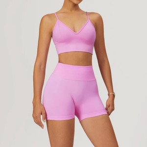 High Elastic <b>Seamless</b> Gym Set Women Yoga Clothing Sportswear Impact <b>Leggings</b> and Halter Sports Bra 2 Piece Sets Workout Outfit - Product Image 3