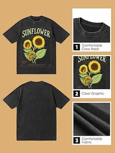 Camisetas Extra Grandes con Estampado Gráfico para Mujer – Camiseta Vintage de Manga Corta con Lavado Ácido y Estampado Floral, Camisa Holgada Informal de Verano - Product Image 6