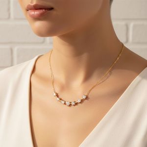 Collier pendentif en diamant de laboratoire multi-formes 1,95 CTW serti à griffes courbées, finition plaqué or 18 carats, bijoux pour femmes - Product Image 6