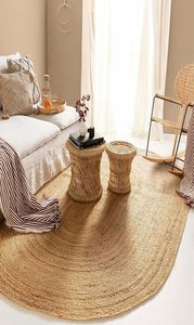 Alfombra Ovalada de Yute Trenzado Hecha a Mano al por Mayor, Reversible, de Arpillera Natural para Sala de Estar, Cocina, Entrada, Decoración del Hogar, OEM ODM - Product Image 5