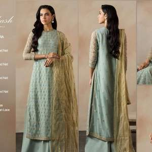 Colección de Trajes Formales de Lujo ZARIF DHARKASH 2026, Traje de 5 Piezas con Bordado Pesado en Tela de Red y Pantalón de Seda Cruda para Fiesta - Product Image 3