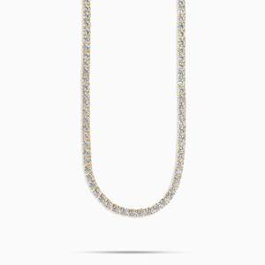 Luxury 18K Gold Plated Diamond Tennis <b>Chain</b> Necklace Round Brilliant Cut Bezel Setting Unisex Everyday Wear <b>Snake</b> <b>Chain</b> - Product Image 1