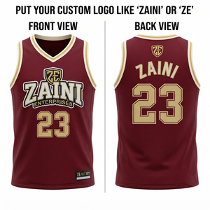 Mens Basketball Jersey 180 GSM Premium Polyester Mesh Maroon <b>Gold</b> Sleeveless Custom Sublimation Embroidery Heat Transfer Logo - Product Image 1