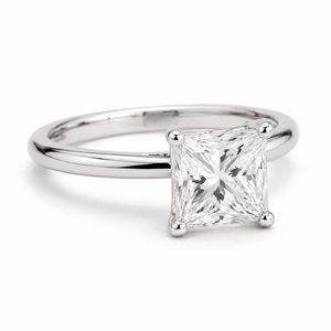 Anillo de compromiso solitario de diamante cultivado en laboratorio con corte princesa de lujo, oro blanco de 18 quilates, anillo de boda personalizado para mujer - Product Image 3