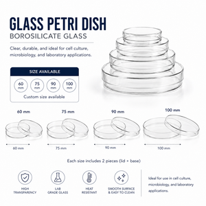 Placa de Petri P003-21-00-J de 90 mm. Pipeta cuentagotas de vidrio borosilicato premium, directo de fábrica, para cosméticos y productos farmacéuticos de Tailandia. - Product Image 2