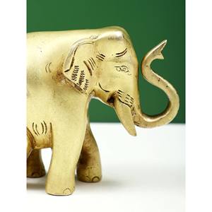 Statue d'éléphant en laiton de 4 pouces faite à la main avec coffre vers le haut petit article de sculpture de décoration intérieure - Product Image 2