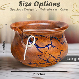 Custom Logo Wooden Yarn Bowl for Knitting and Crochet Enthusiasts Durable Wooden Yarn Holder Bowl with Anti-Tangle Yarn Guide - Product Image 4