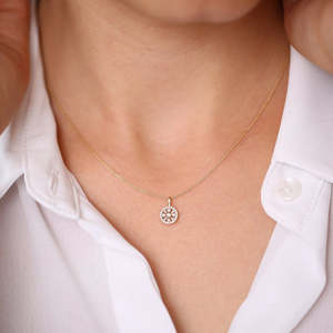 Colgante de Plata de Ley 925 con Baño de Oro de 14k y Moissanita, Regalo de Navidad, Collar con Dijes Redondos y Baguette de 14K - Product Image 3