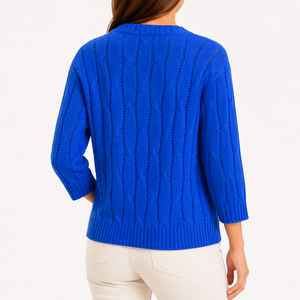 Suéter de Punto Jacquard con Cuello en V para Mujer, Top de Punto de Manga Larga para Invierno |   Fabricante OEM ODM Bangladesh - Product Image 2