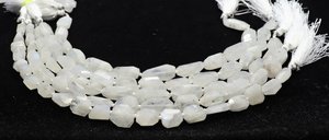 AAA White Rainbow Moonstone Faceted Nugget <b>Beads</b> 7-8 MM Rainbow Moonstone Nugget <b>Beads</b> 10 Inch White Moonstone Tumble Gemstone - Product Image 4