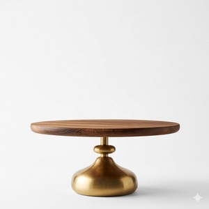 Soporte para pasteles de diseño natural de alta gama, combinación de metal y madera, ideal para exhibir cupcakes, pasteles y repostería en el hogar, la oficina o fiestas. - Product Image 1