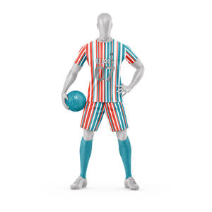 Ensemble de maillots et shorts de football pour équipe de club masculine avec logo personnalisé, 100% polyester, écologique, léger, respirant, séchage rapide, uniformes en mesh - Product Image 3