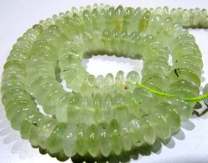 Perles Rondelles Lisses en Préhnite Verte Naturelle, Coupe Allemande, 6-10mm, Graduées, Fil de 8 Pouces, Fournitures pour la Fabrication de Bijoux - Product Image 1