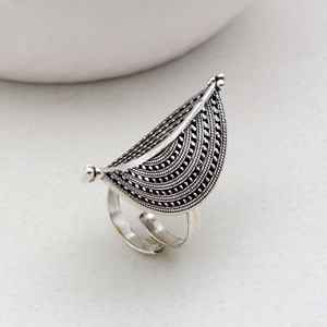 Laiton tribal boho designer grande taille anneau // argent-or couleur anneau // oxydé argent plaqué réglable doigt cadeau pour elle - Product Image 2