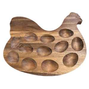 Bandeja de madera para huevos rellenos, tabla de servir con 15 ranuras, plato para huevos, bandeja de exhibición para aperitivos de cocina, tabla de servir para bocadillos y postres - Product Image 6