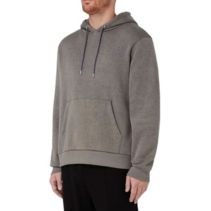 Sudadera con Capucha para Hombre, de Poliéster/Algodón, 430 GSM, Gruesa, Negra, Lavada al Ácido, Estilo Vintage, Impermeable, para Invierno - Product Image 4