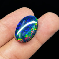 Opale noire d'Éthiopie naturelle – Cabochon ovale en forme de nid d'abeille (18,75 carats)