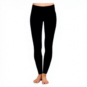 Leggings noirs unis taille haute pour femme en Spandex et Nylon, extensibles dans les quatre sens, avec taille élastique, pour le yoga - Product Image 1
