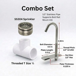 Hydroplus SS304 <b>Solar</b> <b>Panel</b> Sprinkler With Stainless Steel J Bolt Plate And PVC Pipe <b>Connector</b> For Irrigation Cooling Renewable - Product Image 4