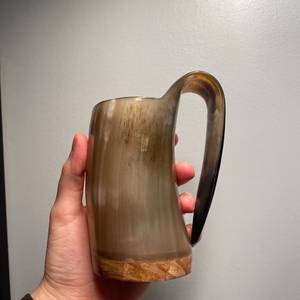 Buffalo Horn Eco-Friendly Handmade <b>Drinking</b> Mug with <b>Stand</b>-Traditional Nordic Folk Art Beverage Set - Product Image 6