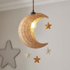 Cloud rattan pendant shade natural fiber lampshade <b>light</b> <b>cover</b> children ceiling <b>lights</b> for sale - Product Image 3