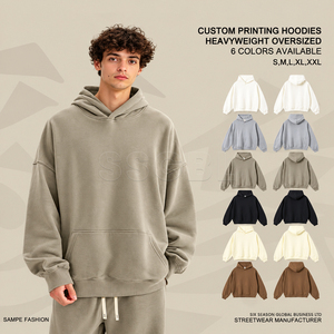 Sweat à capuche unisexe en molleton épais délavé à l'acide, anti-plis, style streetwear, personnalisable, fabricant de sweats à capuche - Product Image 2