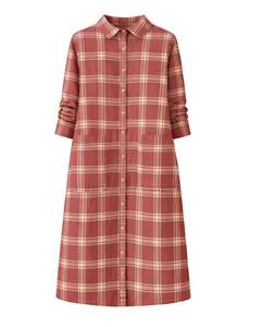 Robe chemise longue à carreaux personnalisée pour femme, boutonnée, motif à carreaux, robe midi décontractée, manches longues, vente en gros sur mesure - Product Image 1