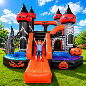 <span class=keywords><strong>Castillo</strong></span> Inflable de Halloween con Tobogán, Brincolín Comercial Personalizado para Fiestas Infantiles de Alquiler - Product Image 2