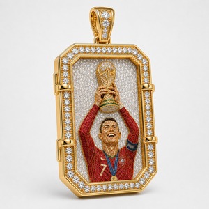 Luxury 18K Gold Lab Grown Diamond Football Trophy Pendant Custom No. 7 Sports Jewelry Wholesale - Product Image 3