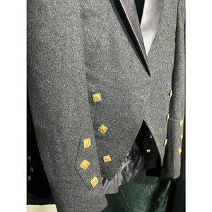 Chaqueta Prince Charlie escocesa gris hecha a mano y chaleco de 5 botones, conjunto tradicional de las Tierras Altas - Product Image 2