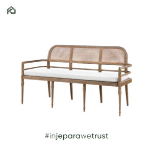 Chaise-banc en teck massif au design moderne, tressée en rotin naturel, écologique, pour hôtel, appartement, salle à manger, parc - Sania - Product Image 2