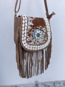 Bolso de Hombro de Cuero Auténtico con Flecos de Alta Calidad, Bolso Bandolera de Cuero Estilizado, Bolsos Bohemios, Bolso Vintage Estilo Gitano - Product Image 2