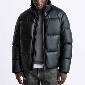 2026 New Winter <b>Men</b> Genuine <b>Leather</b> High Street Waterproof Breathable Windproof Eco-Friendly Puffer Customized Style <b>Jacket</b> - Product Image 6