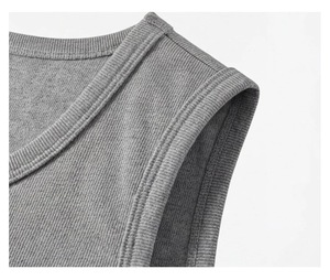 Camiseta sin mangas de punto ajustada para verano, top de tirantes acanalado para gimnasio y culturismo, camiseta sin mangas personalizada para hombre, ropa urbana, yoga - Product Image 3