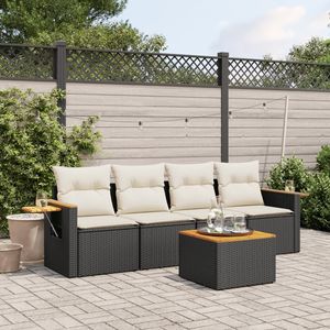 Conjunto de Sofás de Jardín en Blanco Crema y Negro - Product Image 1