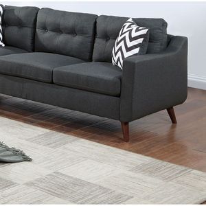 Set Divano Moderno e Accogliente a 2 Posti in Polifibra Nera con Cuscini Trapuntati e Decorativi per Soggiorno - Product Image 5