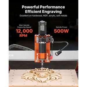 Machine de gravure et de fraisage CNC 3 axes 500W avec broche, rails linéaires doubles et vis à billes 15,75 x 15,75 pour le travail du bois - Product Image 2